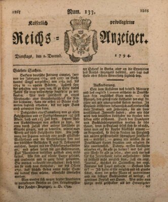 Kaiserlich privilegirter Reichs-Anzeiger (Allgemeiner Anzeiger der Deutschen) Dienstag 2. Dezember 1794
