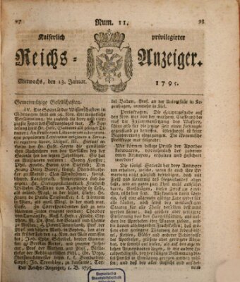 Kaiserlich privilegirter Reichs-Anzeiger (Allgemeiner Anzeiger der Deutschen) Dienstag 13. Januar 1795
