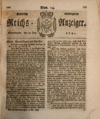 Kaiserlich privilegirter Reichs-Anzeiger (Allgemeiner Anzeiger der Deutschen) Samstag 17. Januar 1795