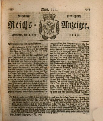 Kaiserlich privilegirter Reichs-Anzeiger (Allgemeiner Anzeiger der Deutschen) Dienstag 4. August 1795