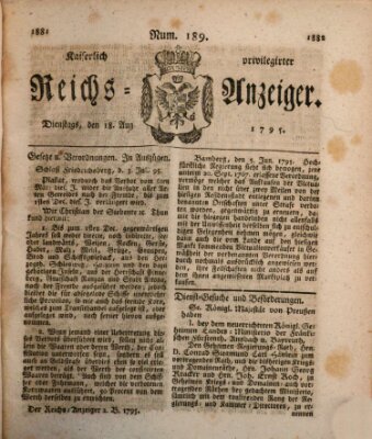 Kaiserlich privilegirter Reichs-Anzeiger (Allgemeiner Anzeiger der Deutschen) Dienstag 18. August 1795