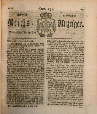 Kaiserlich privilegirter Reichs-Anzeiger (Allgemeiner Anzeiger der Deutschen) Donnerstag 27. August 1795