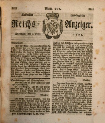 Kaiserlich privilegirter Reichs-Anzeiger (Allgemeiner Anzeiger der Deutschen) Dienstag 1. September 1795