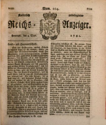 Kaiserlich privilegirter Reichs-Anzeiger (Allgemeiner Anzeiger der Deutschen) Freitag 4. September 1795