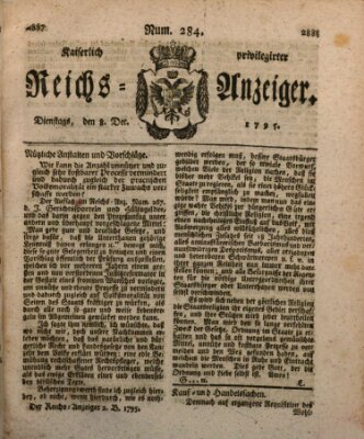 Kaiserlich privilegirter Reichs-Anzeiger (Allgemeiner Anzeiger der Deutschen) Dienstag 8. Dezember 1795