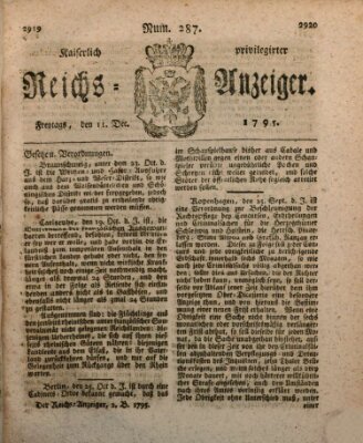 Kaiserlich privilegirter Reichs-Anzeiger (Allgemeiner Anzeiger der Deutschen) Freitag 11. Dezember 1795