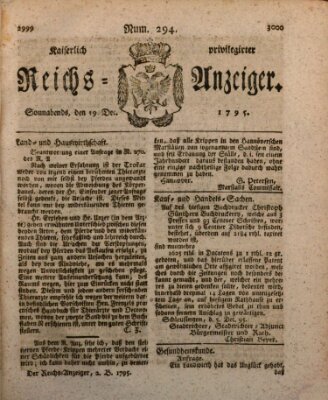 Kaiserlich privilegirter Reichs-Anzeiger (Allgemeiner Anzeiger der Deutschen) Samstag 19. Dezember 1795