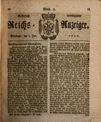 Kaiserlich privilegirter Reichs-Anzeiger (Allgemeiner Anzeiger der Deutschen) Dienstag 5. Januar 1796