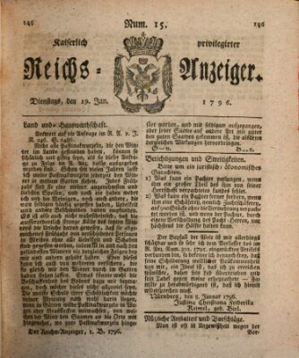 Kaiserlich privilegirter Reichs-Anzeiger (Allgemeiner Anzeiger der Deutschen) Dienstag 19. Januar 1796