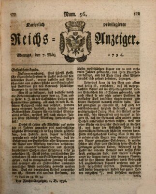 Kaiserlich privilegirter Reichs-Anzeiger (Allgemeiner Anzeiger der Deutschen) Montag 7. März 1796