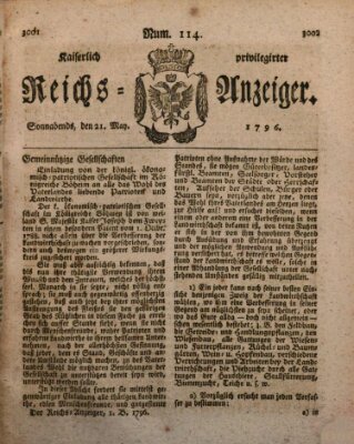 Kaiserlich privilegirter Reichs-Anzeiger (Allgemeiner Anzeiger der Deutschen) Samstag 21. Mai 1796