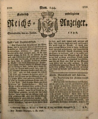 Kaiserlich privilegirter Reichs-Anzeiger (Allgemeiner Anzeiger der Deutschen) Samstag 25. Juni 1796