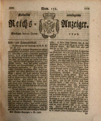 Kaiserlich privilegirter Reichs-Anzeiger (Allgemeiner Anzeiger der Deutschen) Dienstag 12. Juli 1796