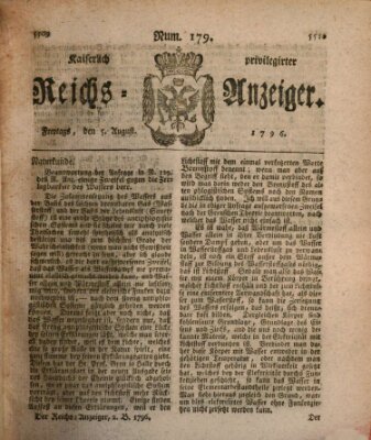 Kaiserlich privilegirter Reichs-Anzeiger (Allgemeiner Anzeiger der Deutschen) Freitag 5. August 1796
