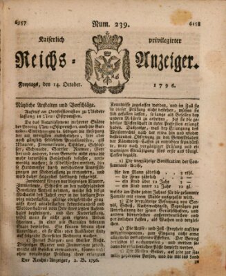Kaiserlich privilegirter Reichs-Anzeiger (Allgemeiner Anzeiger der Deutschen) Freitag 14. Oktober 1796