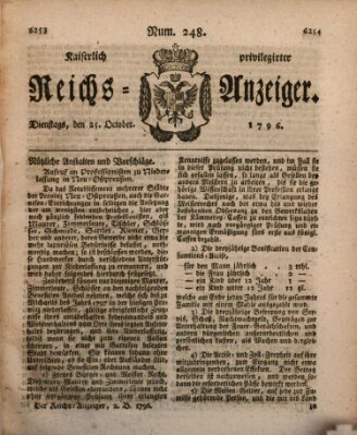 Kaiserlich privilegirter Reichs-Anzeiger (Allgemeiner Anzeiger der Deutschen) Dienstag 25. Oktober 1796