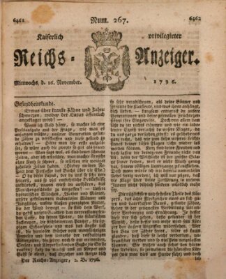 Kaiserlich privilegirter Reichs-Anzeiger (Allgemeiner Anzeiger der Deutschen) Mittwoch 16. November 1796