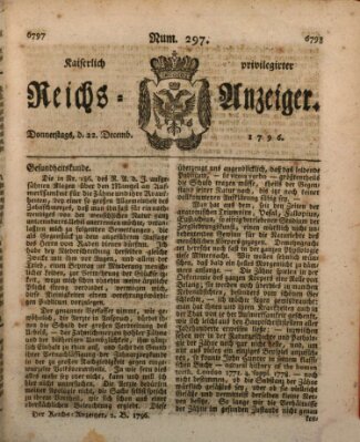 Kaiserlich privilegirter Reichs-Anzeiger (Allgemeiner Anzeiger der Deutschen) Donnerstag 22. Dezember 1796