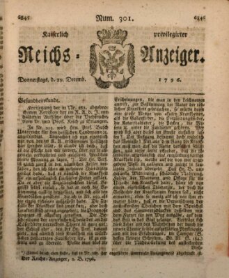 Kaiserlich privilegirter Reichs-Anzeiger (Allgemeiner Anzeiger der Deutschen) Donnerstag 29. Dezember 1796