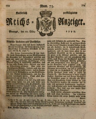 Kaiserlich privilegirter Reichs-Anzeiger (Allgemeiner Anzeiger der Deutschen) Montag 27. März 1797