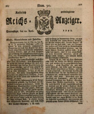 Kaiserlich privilegirter Reichs-Anzeiger (Allgemeiner Anzeiger der Deutschen) Donnerstag 20. April 1797