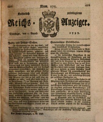 Kaiserlich privilegirter Reichs-Anzeiger (Allgemeiner Anzeiger der Deutschen) Dienstag 1. August 1797