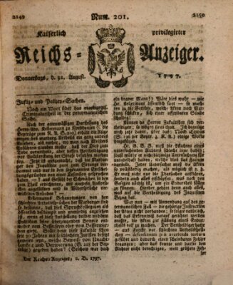 Kaiserlich privilegirter Reichs-Anzeiger (Allgemeiner Anzeiger der Deutschen) Donnerstag 31. August 1797