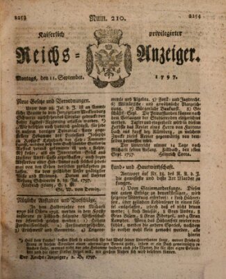 Kaiserlich privilegirter Reichs-Anzeiger (Allgemeiner Anzeiger der Deutschen) Montag 11. September 1797