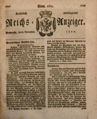 Kaiserlich privilegirter Reichs-Anzeiger (Allgemeiner Anzeiger der Deutschen) Mittwoch 8. November 1797