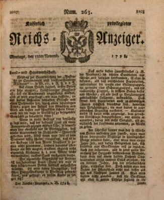 Kaiserlich privilegirter Reichs-Anzeiger (Allgemeiner Anzeiger der Deutschen) Montag 12. November 1798