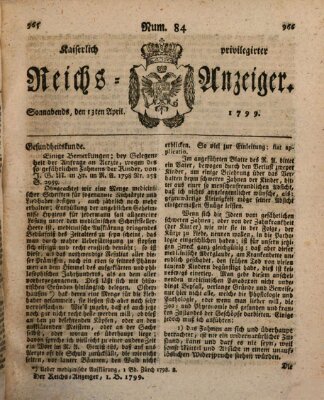 Kaiserlich privilegirter Reichs-Anzeiger (Allgemeiner Anzeiger der Deutschen) Samstag 13. April 1799