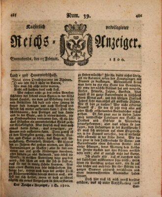 Kaiserlich privilegirter Reichs-Anzeiger (Allgemeiner Anzeiger der Deutschen) Samstag 15. Februar 1800