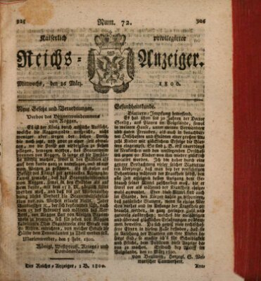 Kaiserlich privilegirter Reichs-Anzeiger (Allgemeiner Anzeiger der Deutschen) Mittwoch 26. März 1800