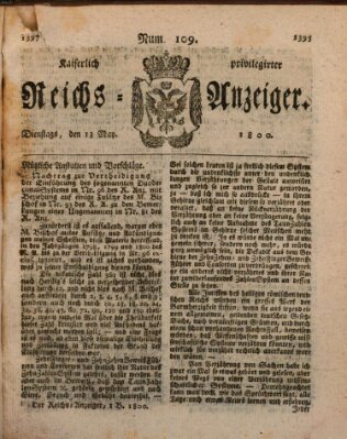 Kaiserlich privilegirter Reichs-Anzeiger (Allgemeiner Anzeiger der Deutschen) Dienstag 13. Mai 1800