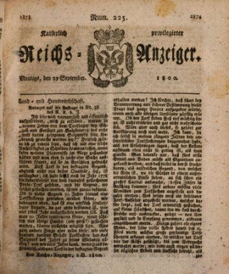 Kaiserlich privilegirter Reichs-Anzeiger (Allgemeiner Anzeiger der Deutschen) Montag 29. September 1800