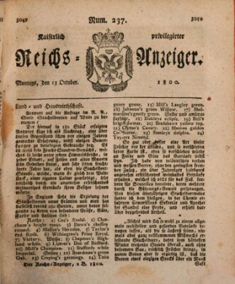 Kaiserlich privilegirter Reichs-Anzeiger (Allgemeiner Anzeiger der Deutschen) Montag 13. Oktober 1800