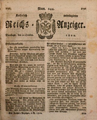 Kaiserlich privilegirter Reichs-Anzeiger (Allgemeiner Anzeiger der Deutschen) Dienstag 21. Oktober 1800