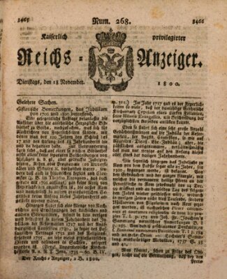 Kaiserlich privilegirter Reichs-Anzeiger (Allgemeiner Anzeiger der Deutschen) Dienstag 18. November 1800