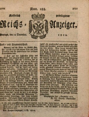 Kaiserlich privilegirter Reichs-Anzeiger (Allgemeiner Anzeiger der Deutschen) Freitag 12. Dezember 1800