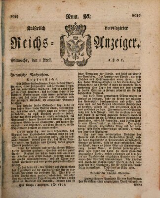 Kaiserlich privilegirter Reichs-Anzeiger (Allgemeiner Anzeiger der Deutschen) Mittwoch 1. April 1801