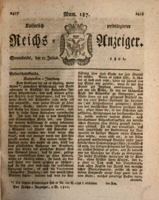 Kaiserlich privilegirter Reichs-Anzeiger (Allgemeiner Anzeiger der Deutschen) Samstag 25. Juli 1801