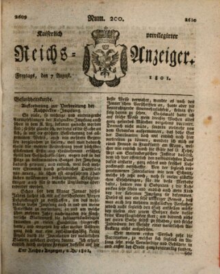 Kaiserlich privilegirter Reichs-Anzeiger (Allgemeiner Anzeiger der Deutschen) Freitag 7. August 1801