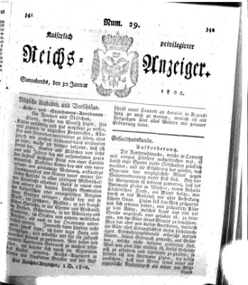 Kaiserlich privilegirter Reichs-Anzeiger (Allgemeiner Anzeiger der Deutschen) Samstag 30. Januar 1802
