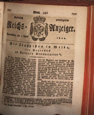 Kaiserlich privilegirter Reichs-Anzeiger (Allgemeiner Anzeiger der Deutschen) Donnerstag 15. Juli 1802