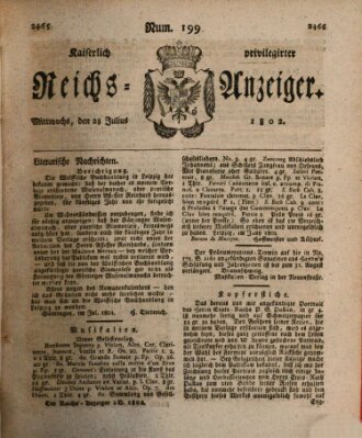 Kaiserlich privilegirter Reichs-Anzeiger (Allgemeiner Anzeiger der Deutschen) Mittwoch 28. Juli 1802