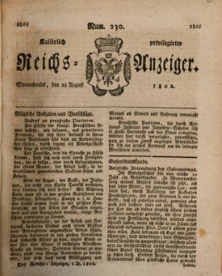 Kaiserlich privilegirter Reichs-Anzeiger (Allgemeiner Anzeiger der Deutschen) Samstag 28. August 1802