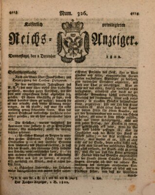 Kaiserlich privilegirter Reichs-Anzeiger (Allgemeiner Anzeiger der Deutschen) Donnerstag 2. Dezember 1802