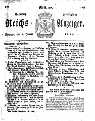 Kaiserlich privilegirter Reichs-Anzeiger (Allgemeiner Anzeiger der Deutschen) Sonntag 23. Januar 1803