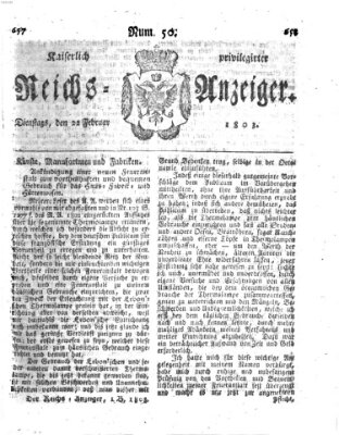 Kaiserlich privilegirter Reichs-Anzeiger (Allgemeiner Anzeiger der Deutschen) Dienstag 22. Februar 1803