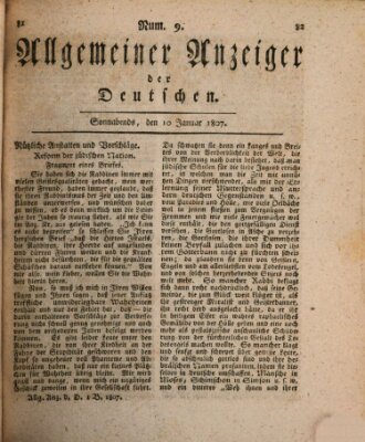 Allgemeiner Anzeiger der Deutschen Samstag 10. Januar 1807